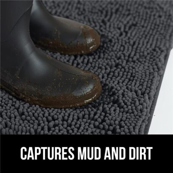 Soak Stopper Absorbent Indoor Chenille Doormat for Entry, 24x17, Charcoal - Picture 5 of 6